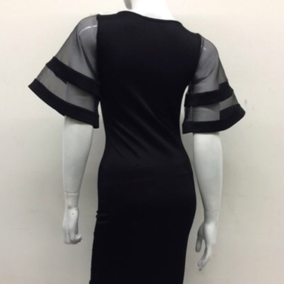 🎀HP🎀 12/24 Blk sheer bell sleeve dress - Picture 3 of 7