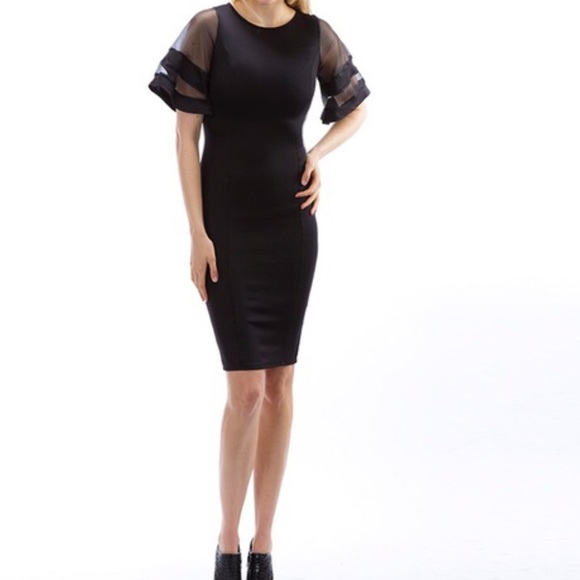 🎀HP🎀 12/24 Blk sheer bell sleeve dress - Picture 6 of 7