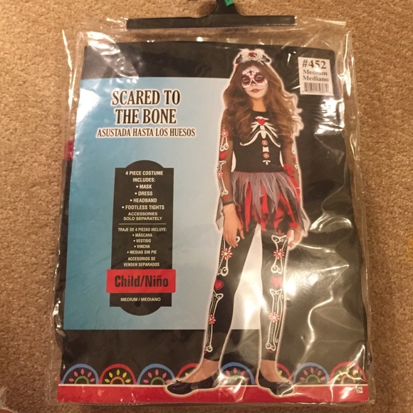 Girls Halloween Costume Day of Dead Size Medium