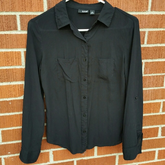 a.n.a. black flowy dress shirt