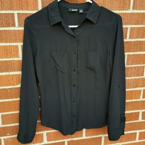 a.n.a. black flowy dress shirt