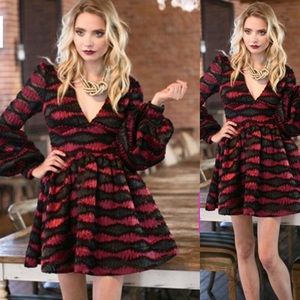 Burgundy long sleeve lace dress