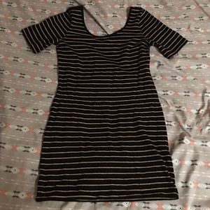 Black and Tan striped bodycon dress