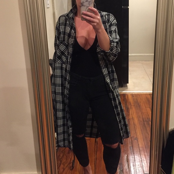 Black/white Plaid Tunic