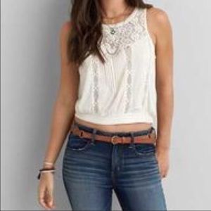 American Eagle Laced White Tank