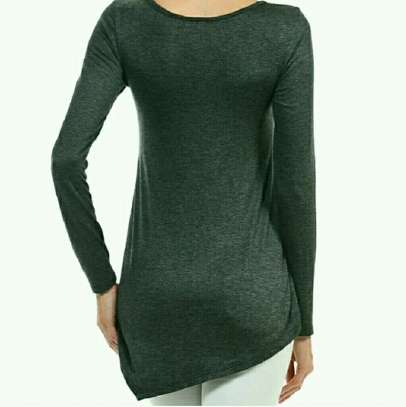 Gray Asymmetrical Long-Sleeve Top - Picture 3 of 5