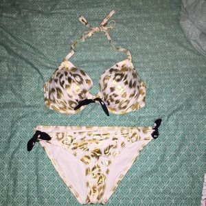 Gold metallic leopard bikini bottoms only
