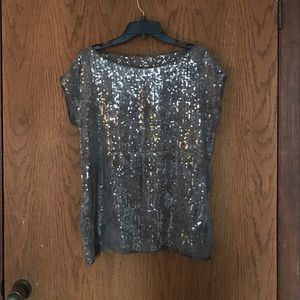 Grey sequined sheer shirt