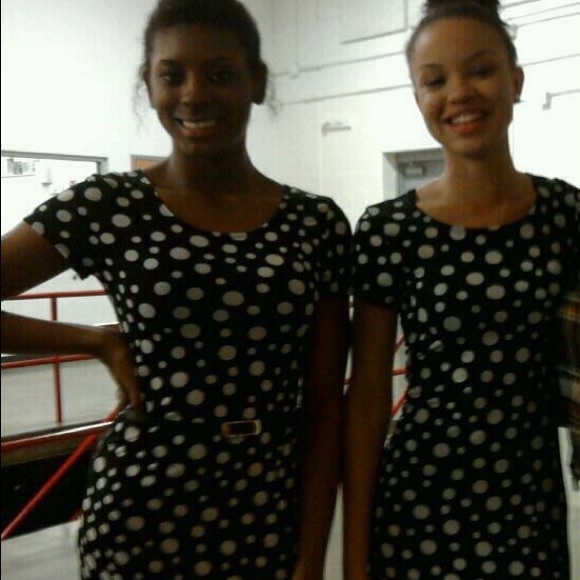 Black and white polka dot mini dress