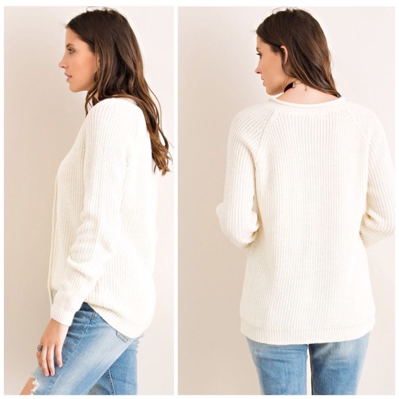 Sold out! Snow White Lace Up Sweater - Picture 2 of 4