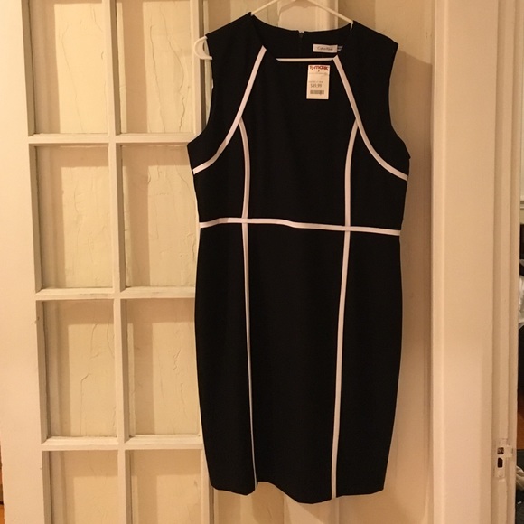 Calvin Klein Black and White Knee Length Dress