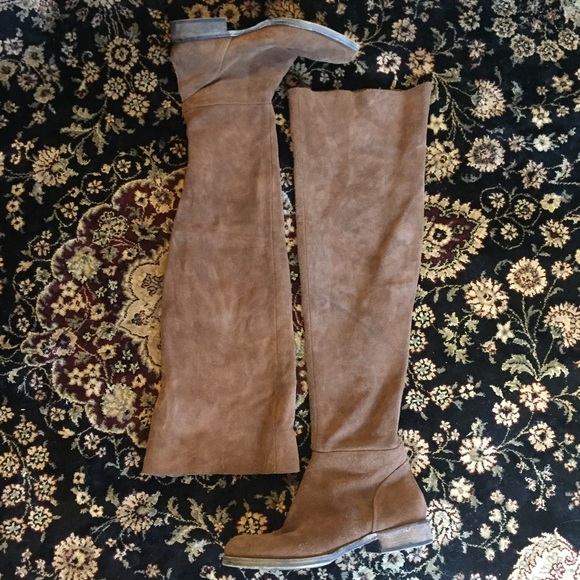 FREE PEOPLE Suede Brown Knee-High Boots