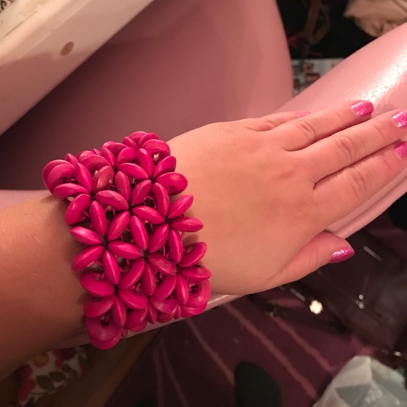 Wooden crochet bracelet