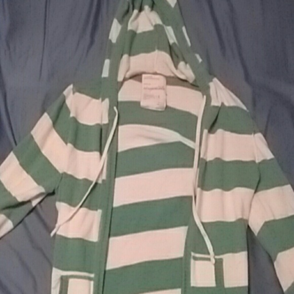 Green and white striped Aeropostale hoodie - Picture 1 of 2