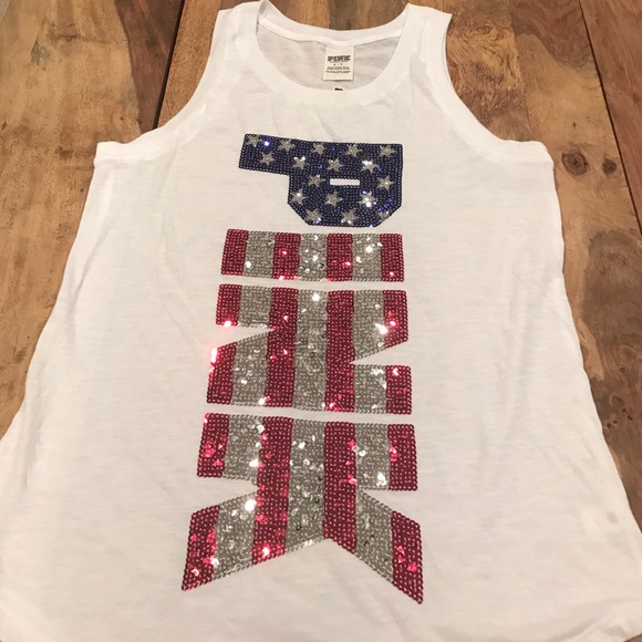 Victoria's Secret Pink sequin glitter USA tank - Picture 2 of 4