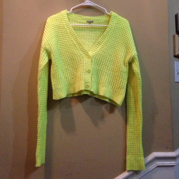 Neon yellow/green knit crop sweater.