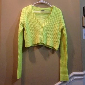 Neon yellow/green knit crop sweater.