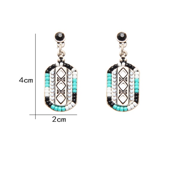 💎 LAST PAIR Turquoise Bead Detail Earrings Gift - Picture 2 of 8