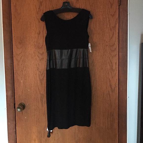 Black cocktail dress with leather waist