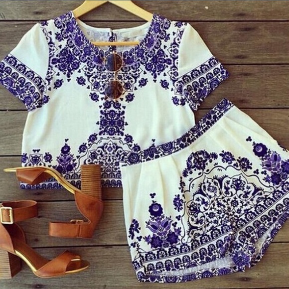 ✰SALE✰ BLUE TRIBAL PRINTED TWO PEICE