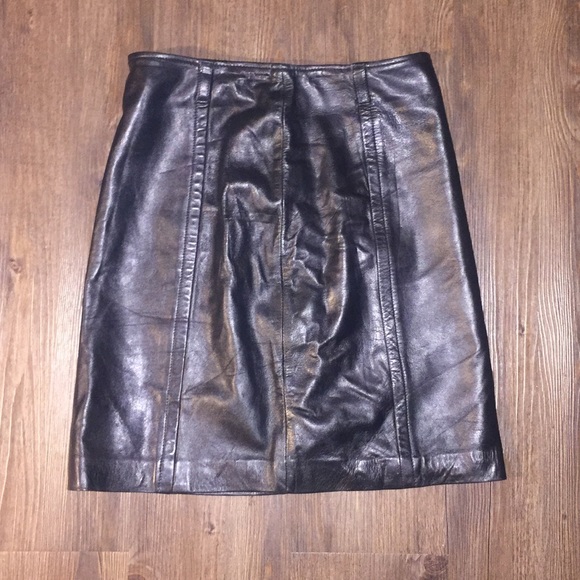 Soft. Black. Leather. Pencil. Skirt. - Picture 2 of 3