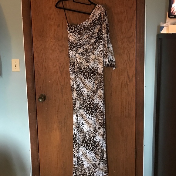 Leopard print off the shoulder dress