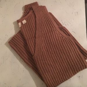 Caramel-colored sleeveless anthropologie sweater