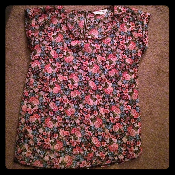 Pink Rose Floral Print Top