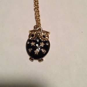Black and gold owl necklace