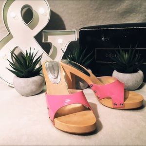 Pink Wooden Sandal Heels sz 7M