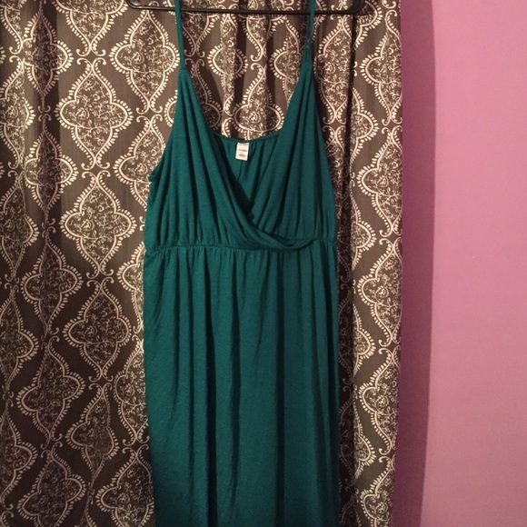 Teal Spaghetti Strap V-Neck Maxi Dress