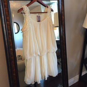 White flounced chiffon tunic