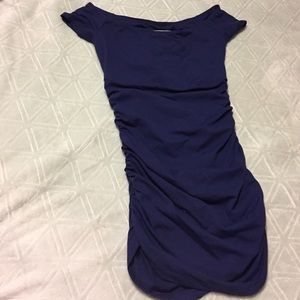 Susana Monaco navy off the shoulder mini dress
