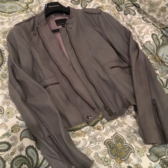 Gray leather jacket from banana republic
