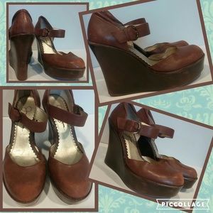 Jessica Simpson-Brown mary jane wedge. Sz 7.5