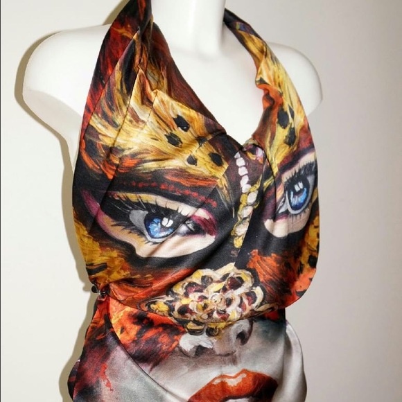 Venetian Mask Silk Scarf 110x110cm - Picture 3 of 4