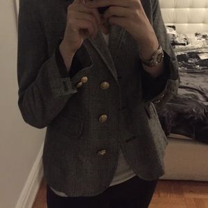 Plaid blazer with gold buttons