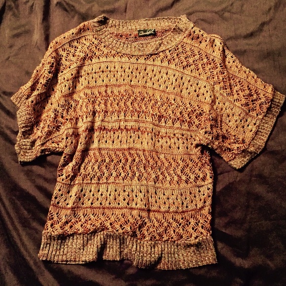 Browns Tans Burnt Orange Short Sleeve Sweater