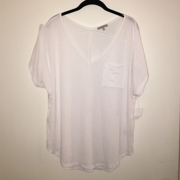 White v-neck tee