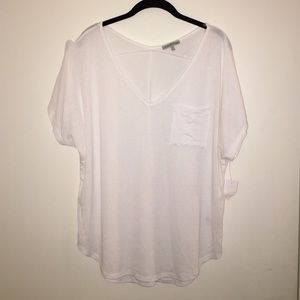 White v-neck tee