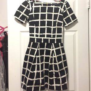 Windowpane Fit & Flare Dress