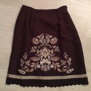 Ann Taylor Loft embroidered A-Line Skirt