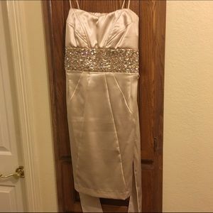 Champagne dress with embellished waist
