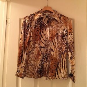 Silk animal print blouse