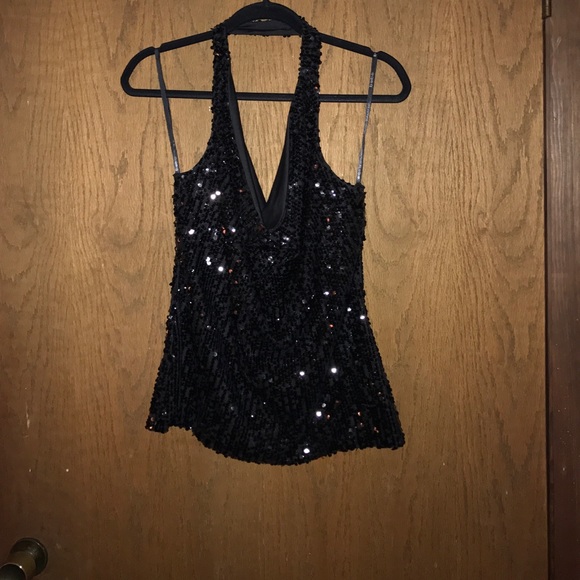 Sequin black haltertop