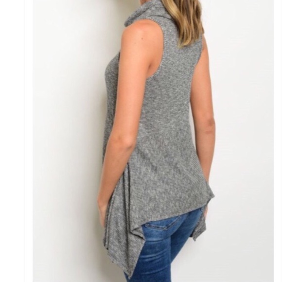 Cowl Neck Sleeveless Asymmetrical Top - Picture 2 of 3