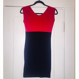 AA Cotton Spandex Two-Tone Fitted Mini Dress