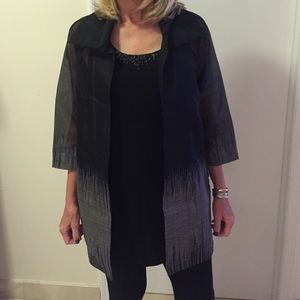 Eileen Fisher black/silver sheer jacket