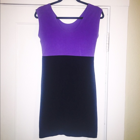 AA Cotton Spandex Two-Tone Fitted Mini Dress