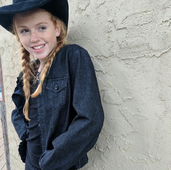 I.N.C  black Levi blazer with ruffles